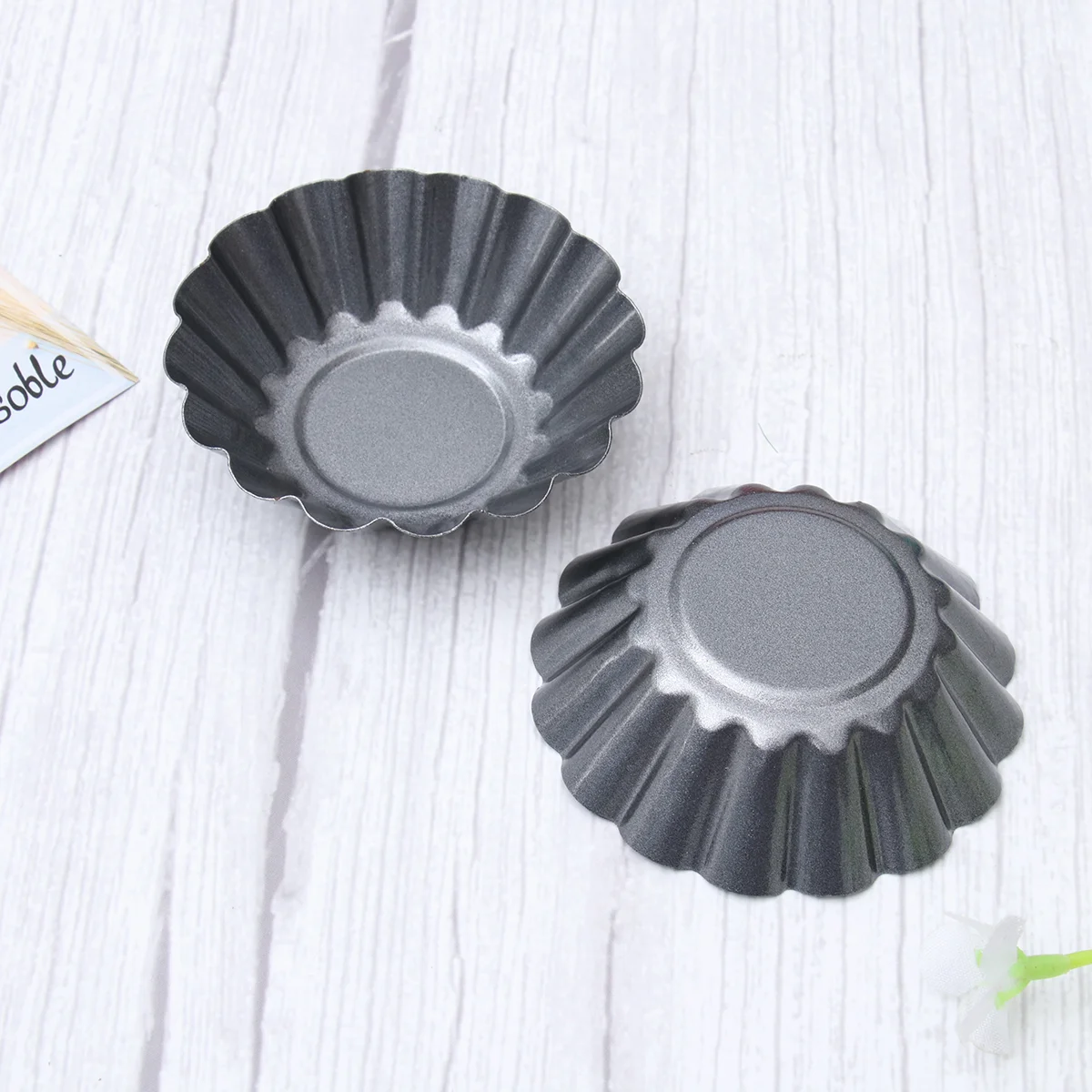 

12 Pcs Reusable Tart Muffin Cup Carbon Steel Pans Cake Mold Flower Non-stick Mini Cupcake Fruit