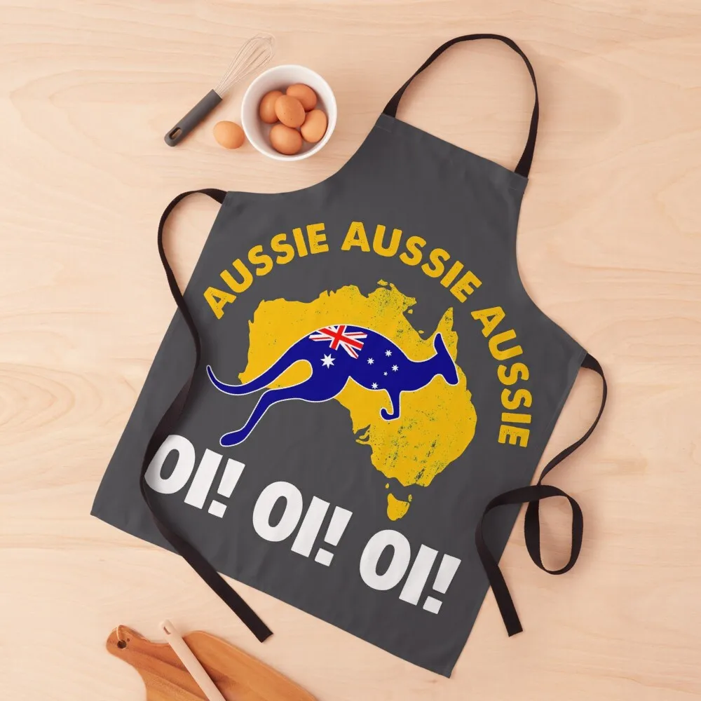 Australia Kangaroo Flag Aussie Aussie Aussie Oi! Oi! Oi! Apron Women's Dress home women Korean Apron