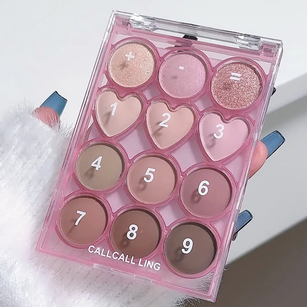 12 Color Heart Shaped Eyeshadow Palette Nude Shimmer Low Saturation Morandi Tones Korean Style Multifunction Makeup for Women