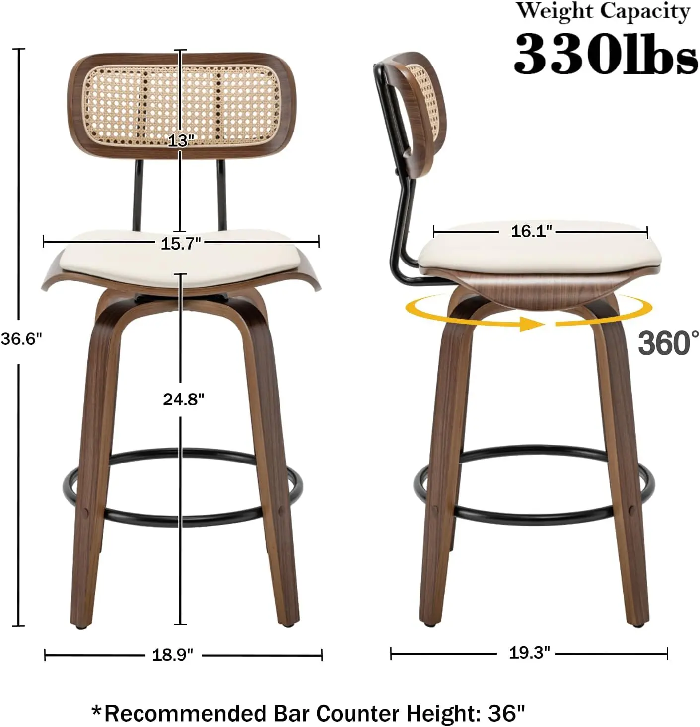 Ensemble de piste de bar avec dos, Comcussion, Comptoir recommandé, Kitchen Island, Cuir, Bar C, 2 pièces