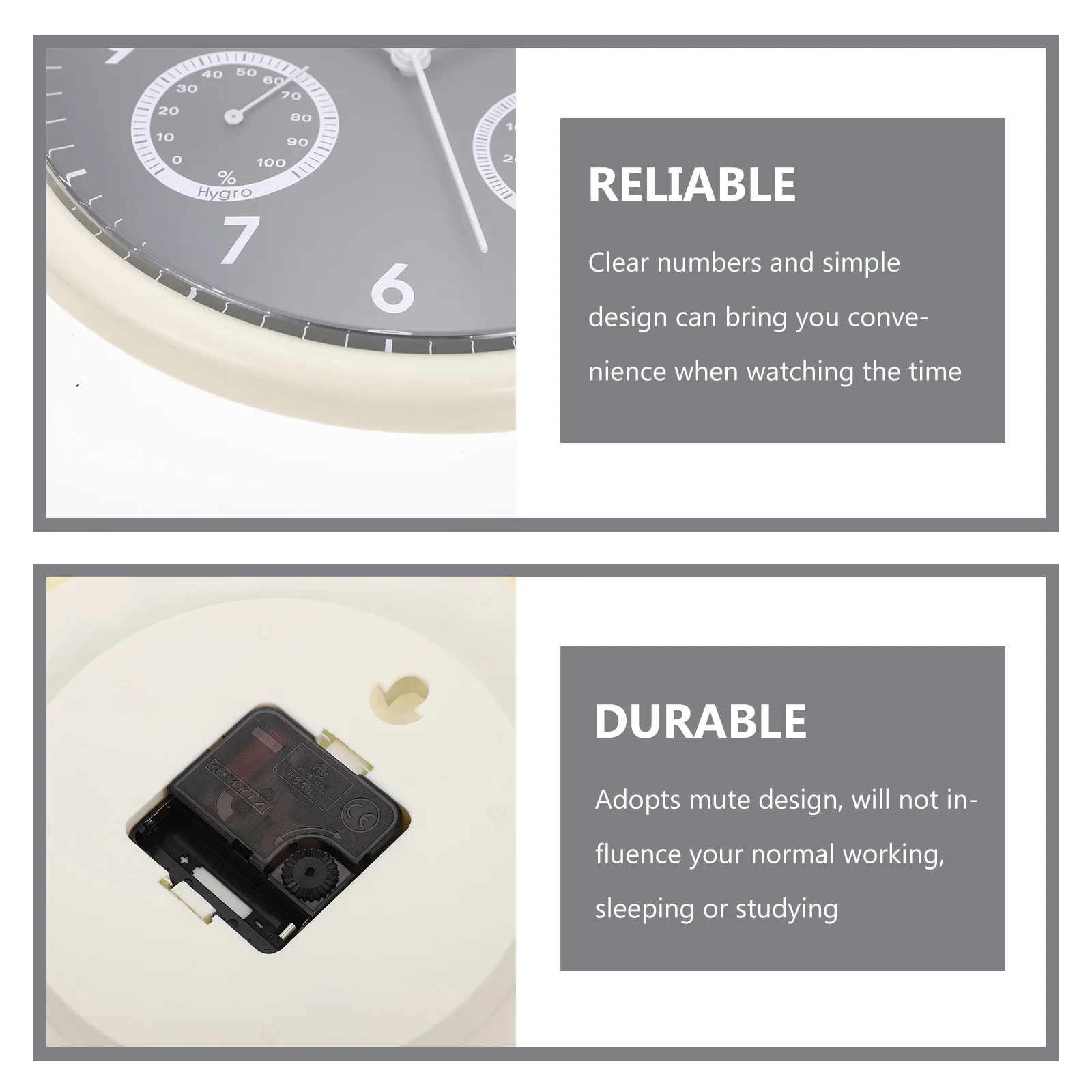 

Digital Wall Clock Plastic Hygrometer Thermometer Silent Operated Indoor Hanging Clock for Room