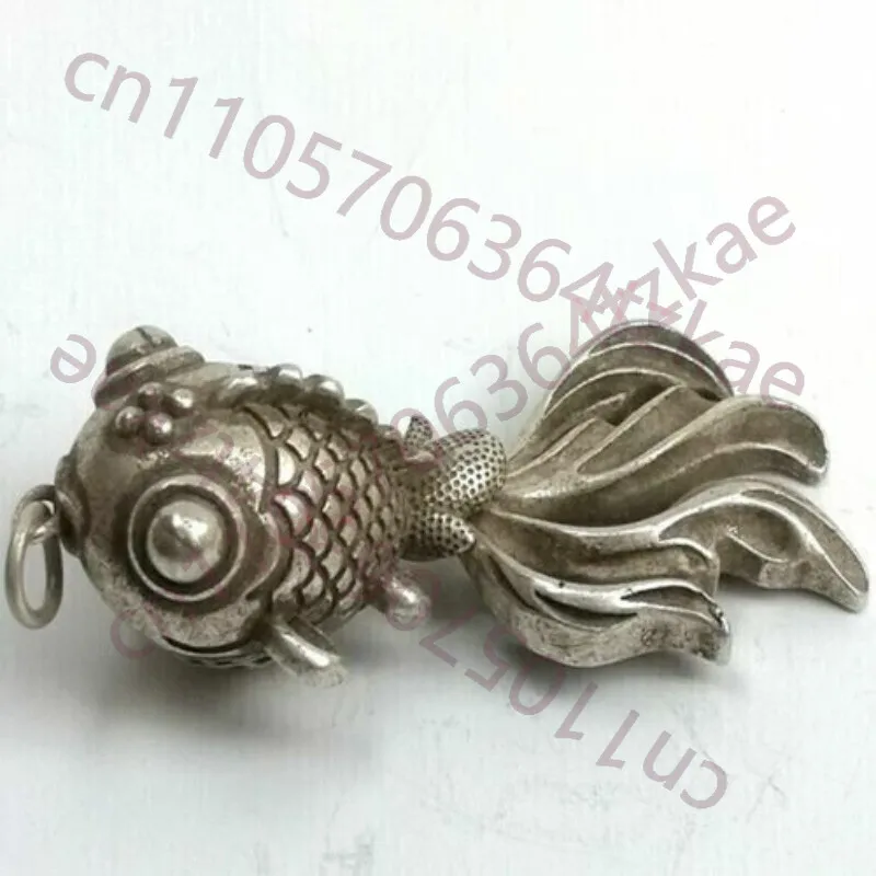 

Старинная китайская тибетская серебряная резная статуэтка-амулет в виде рыбки, коллекционный предмет