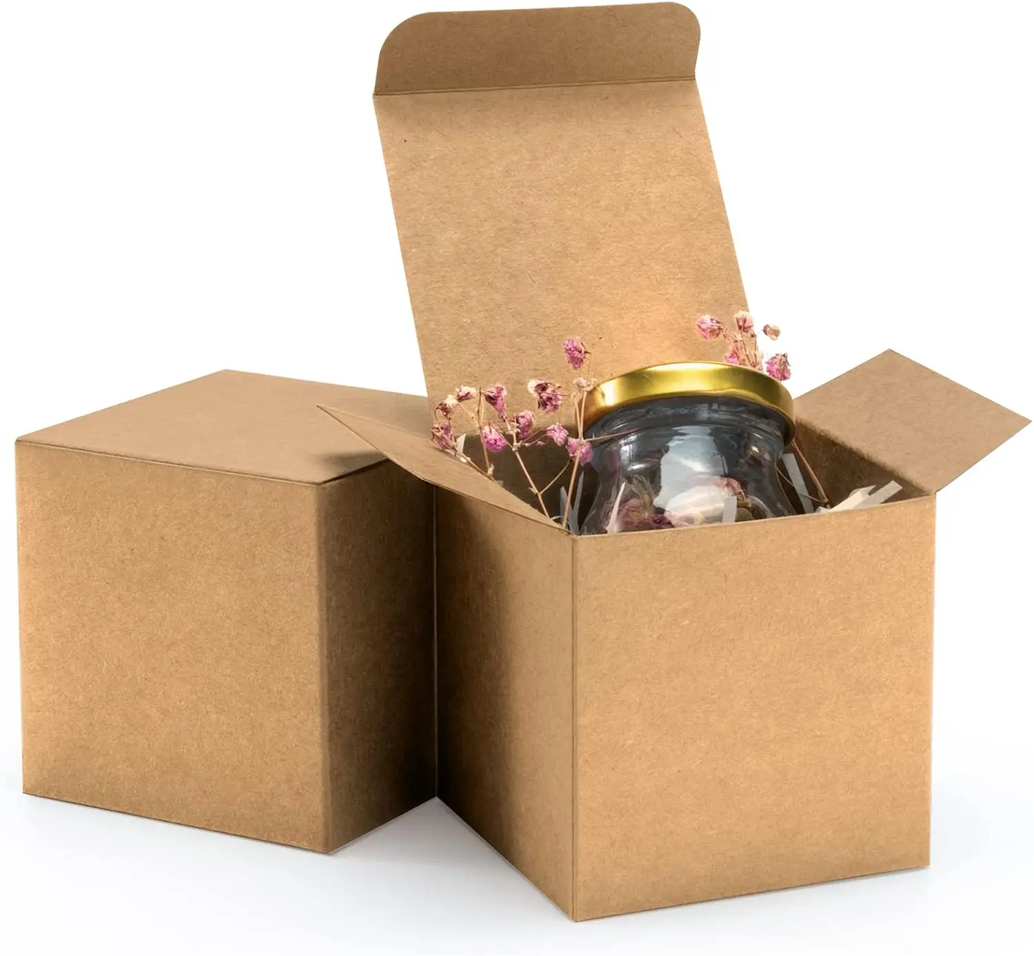 

3x3x3 Brown Gift Boxes 50pcs - Recycled Paper Cube Boxes with Lids for Gifts, Crafting & Party Favors