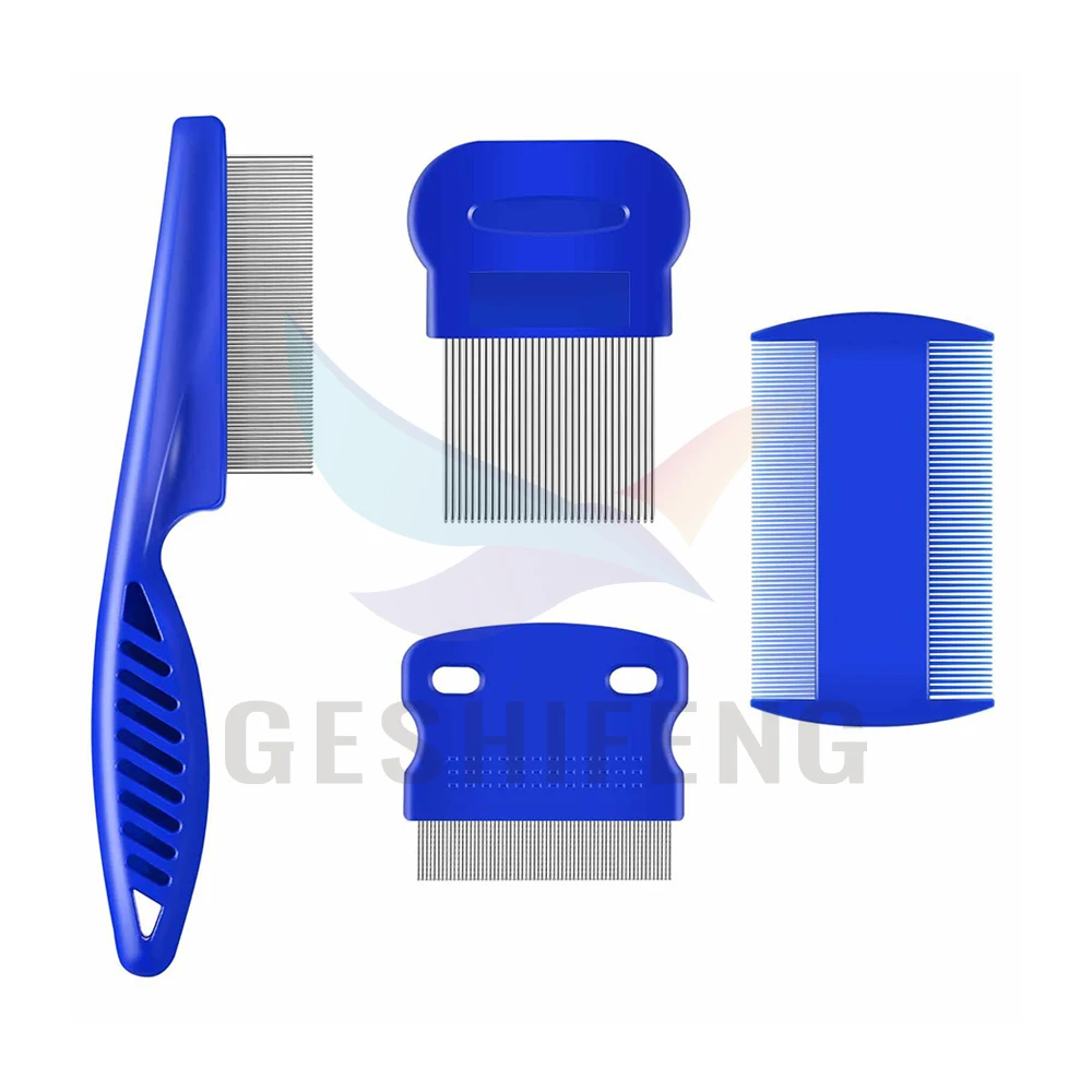 

Hot Selling Four-Piece Pet Comb Plastic Stainless Steel Multi Functional Comb for Pet Cleaning and Grooming