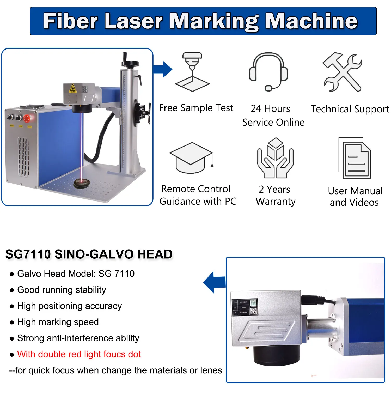 3D JPT Mopa E2 60W/100W/200W Air-cooled Portable Fibre Laser Marking Machine Laser Engraving Machine No Harming On the Substrate