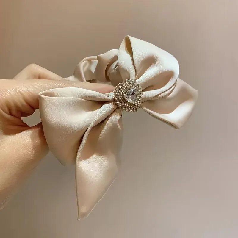 AISHG Solid Color Satin Bow Hair Rope Women Korean Love Style Head Rings Ties Fashion Temperament Elegant Girls Hair Accessories