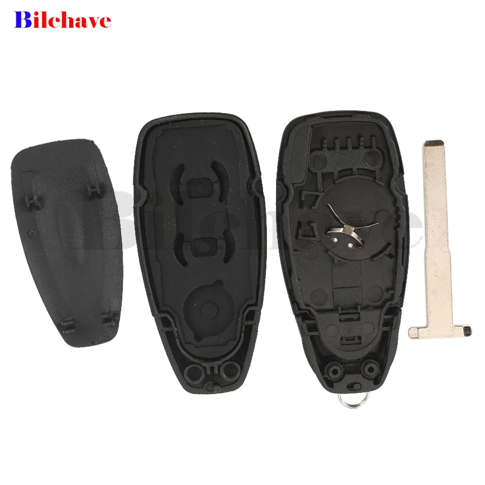 Jingyuqin carcasa de llave de coche con hoja sin cortar 2 botones para Ford Focus c-max Mondeo Kuga Fiesta funda de control remoto de titanio