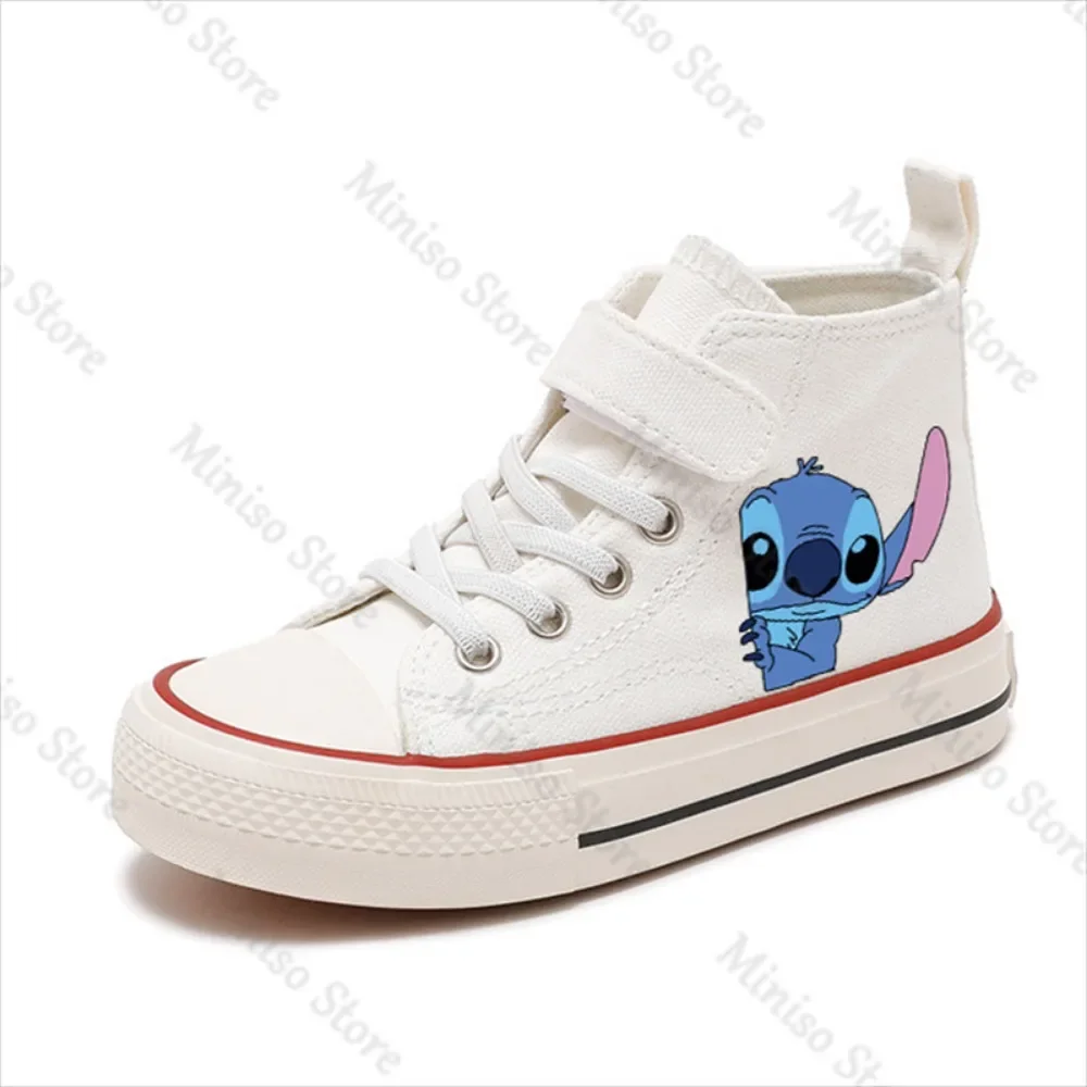 Sport Girl High-top Lilo Stitch Cartoon Girl Kid Canvas comfortable Disney Casual comfort Shoes Children Print Boy Tennis Shoes