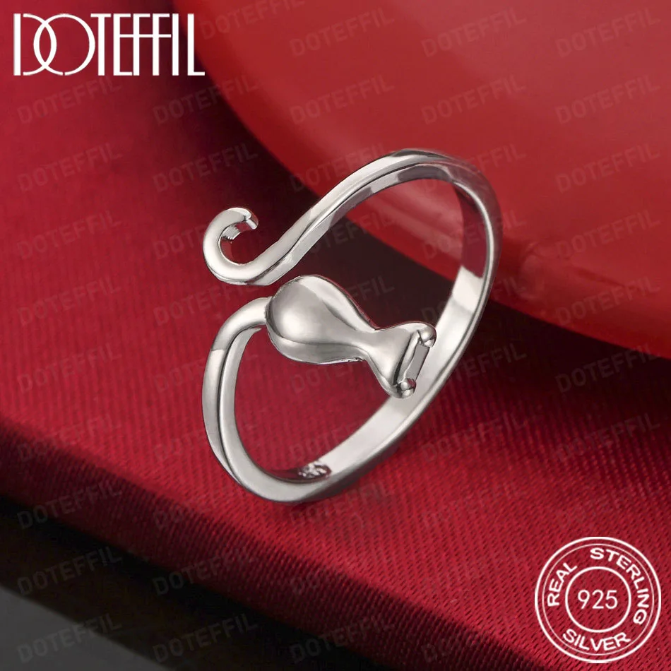 

DOTEFFIL Classic 925 Sterling Silver Cat Ring for Women Simple Fashion Accessory Jewelry
