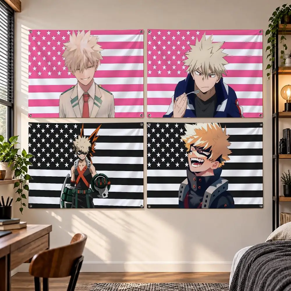 Anime Bakugo Katsuki Flags Flag Suitable For Party Club Outdoor Interior Wall Decoration Banner Fans Gift