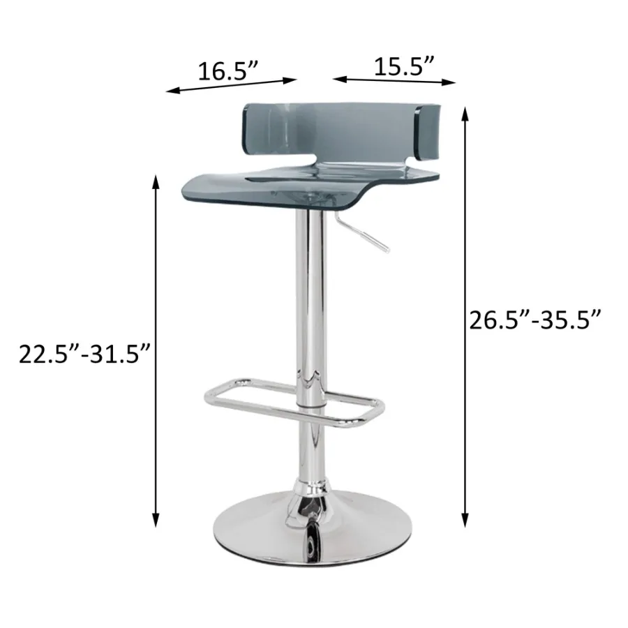 Tabouret pivotant réglable gris et chromé