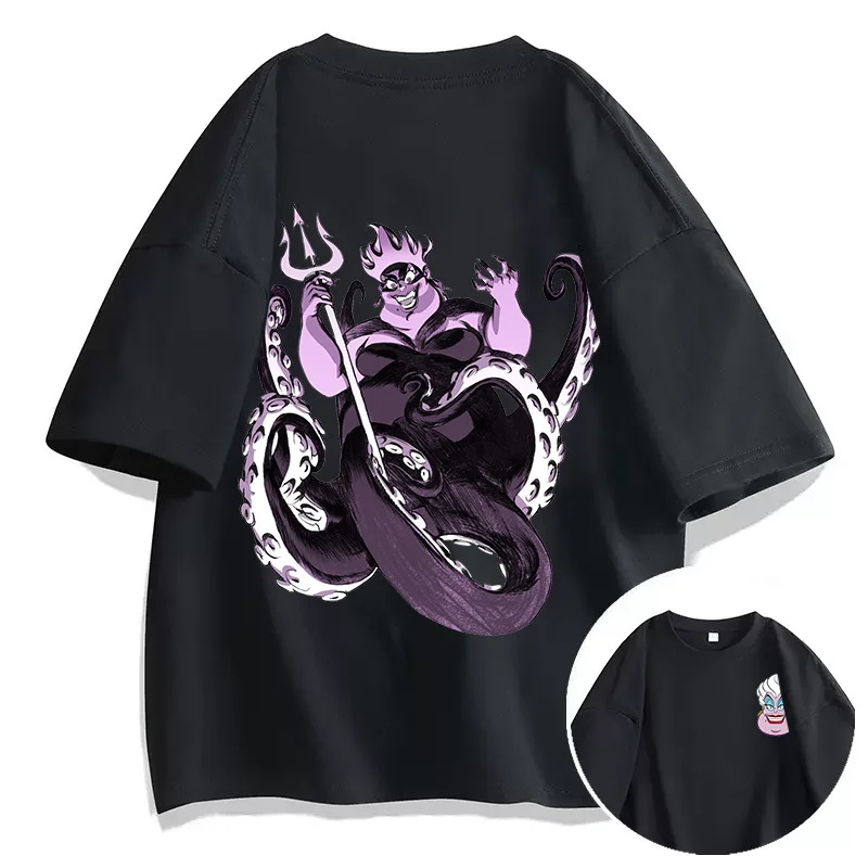 Disney The Little Mermaid Ursula print T-shirt Leisure Sports Street Harajuku Couple Student T-shirt