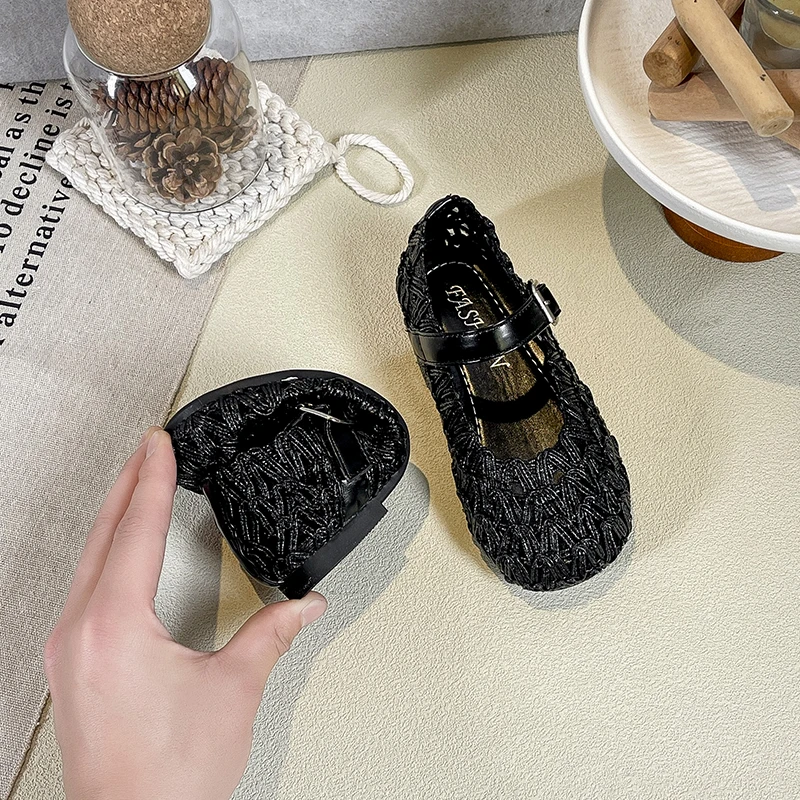 Mermaid Color Glitter Ballet Flats For Kid Girls Cut-out Design Round Toe Ballerina Shoes Baby Child Brand Design Mary Janes