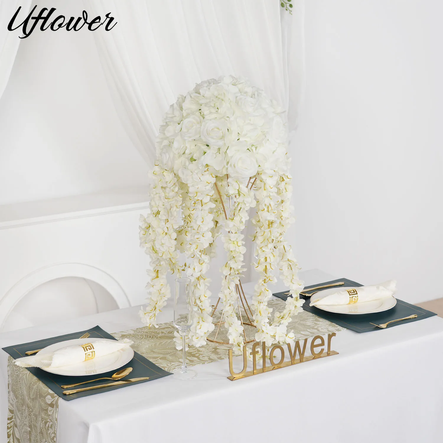 

Uflower 36cm Artificial Flowers Rose Ball Silk Fake Flower Floral Bouquet Wedding Party Centerpiece Table Arrangements Decor