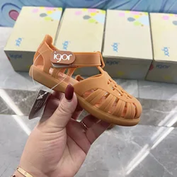 Boys Girls' Solid Color Casual Baotou Roman Sandals Baby Kids Jelly Beach Shoes Children's Soft Sole Non-slip Sandals SO125