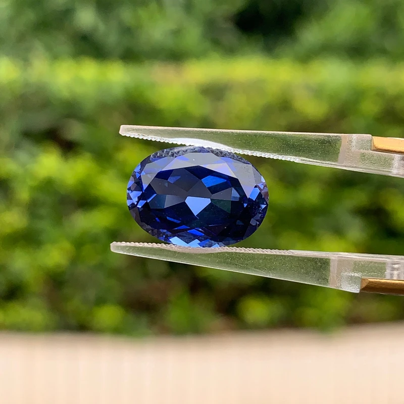 Oval Cut Royal Blue Lab Created Sapphire Multiple Faceted Emerald Cut Loose Gemstone DIY Jewelry Making Material AGL Certified