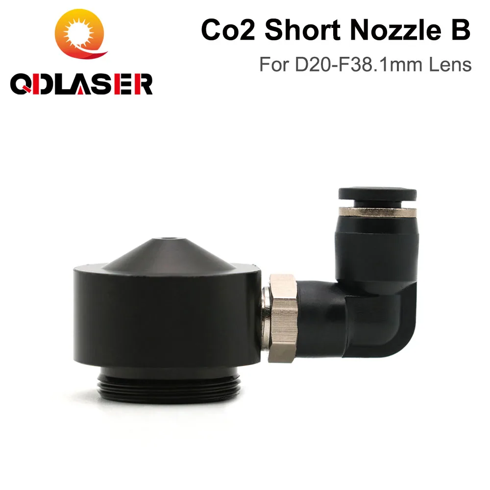 

QDLASER CO2 Air Nozzle N01F Short Nozzle B for Dia.20 FL38.1 Lens with Fitting M5 for Laser Head at CO2 Laser Cutting Machine