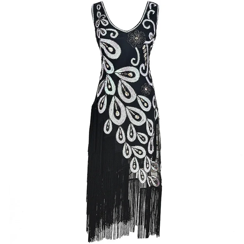 Abito da donna vintage 1920s flapper abiti da festa per donna maniche da sposa Corona abito da festa con frange di paillettes vestidos robe Gatsby