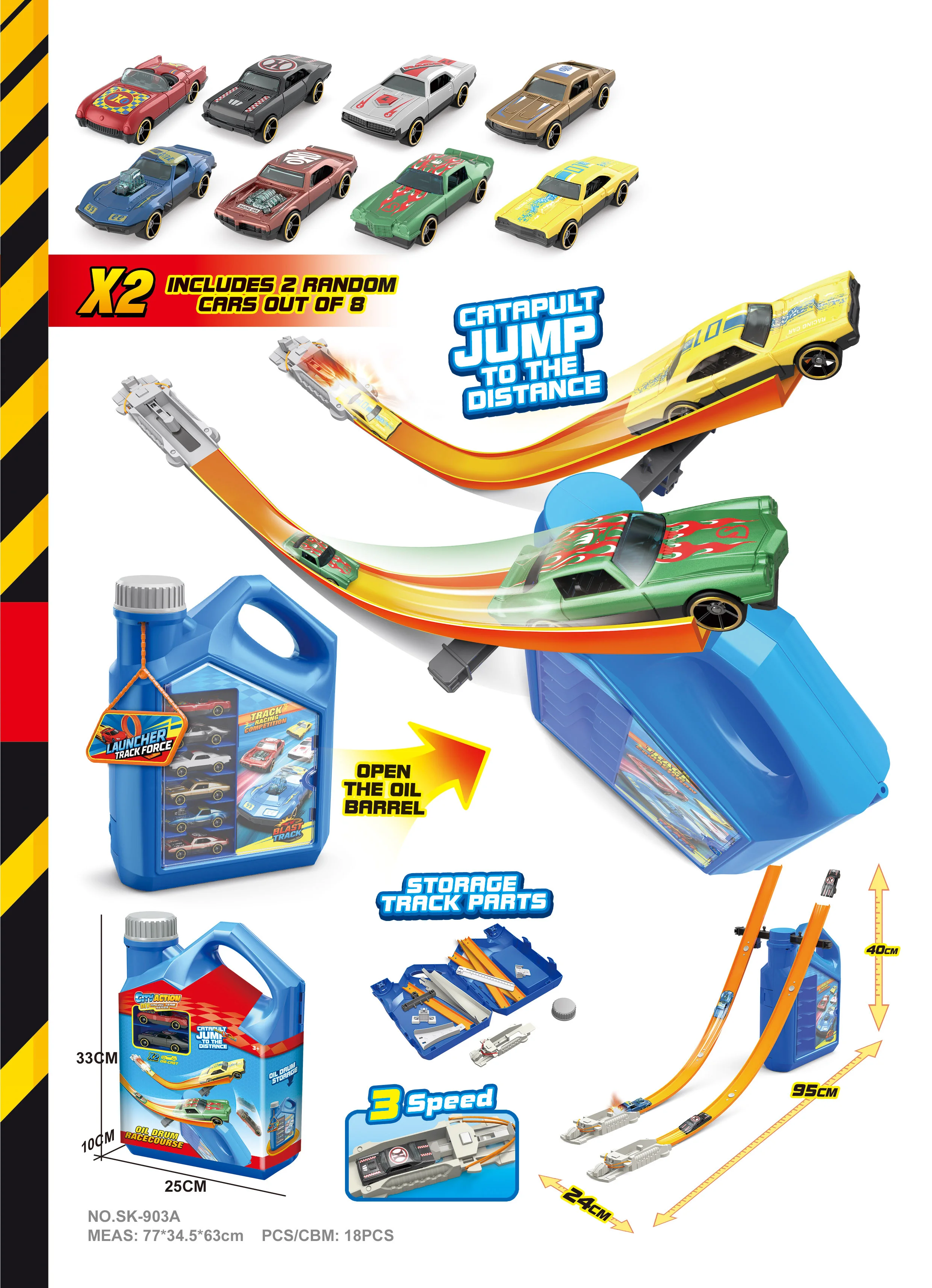 Draagbare baan snelle montage kinderspeelgoedbaanvoertuig, olievat draagbaar voor eenvoudige montage en demontage