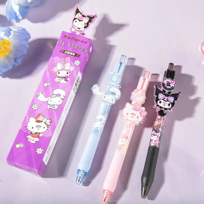 5 Styles Random 1Pack Sanrio Cute Acrylic Press Pen Cartoon Stationery Mymelody Kuromi Cinnamoroll Pochacco Black ink