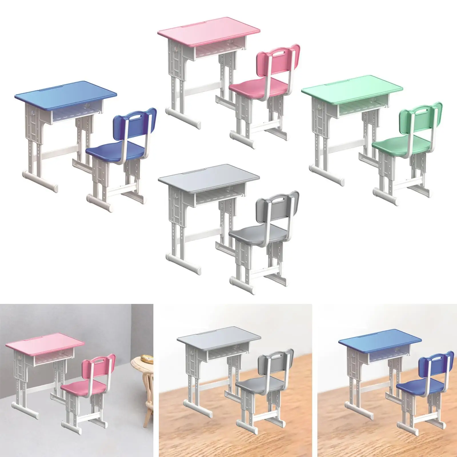 ドールハウス デスクと椅子セット ドールハウス デコレーション 1/12 スケール ごっこ遊び