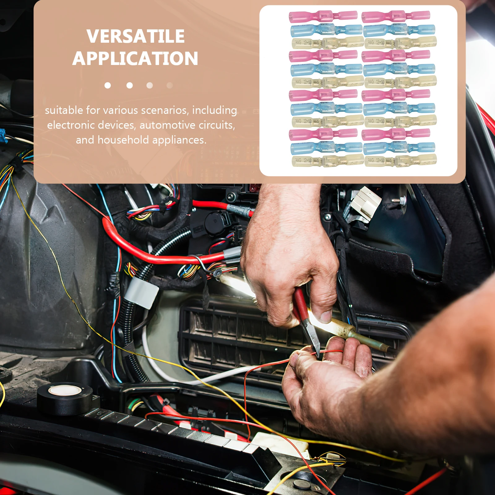 

100 Pcs Metallic Line Waterproof Heat Shrink Terminal Crimping Copper Splicing Auto Electrical Connectors