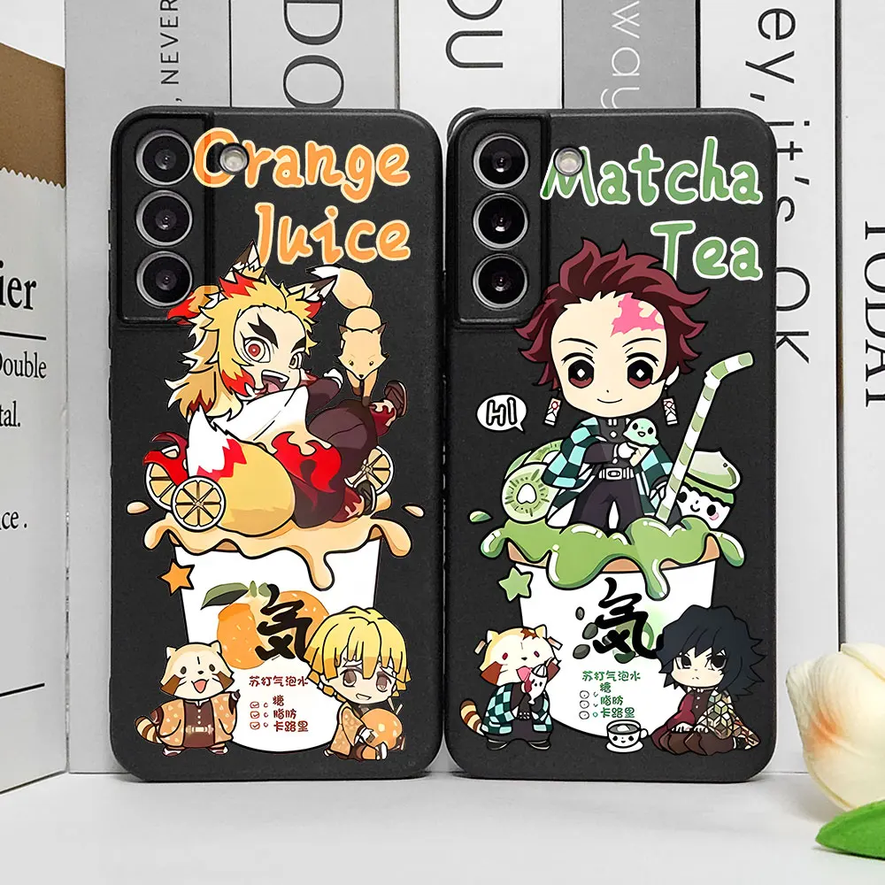 Cartoon Anime Demon Slayer Phone Case for Samsung S22 S21 S20 S23 S24 FE Plus Ultra Soft Silicone Covers Kimetsu No Yaiba Fundas