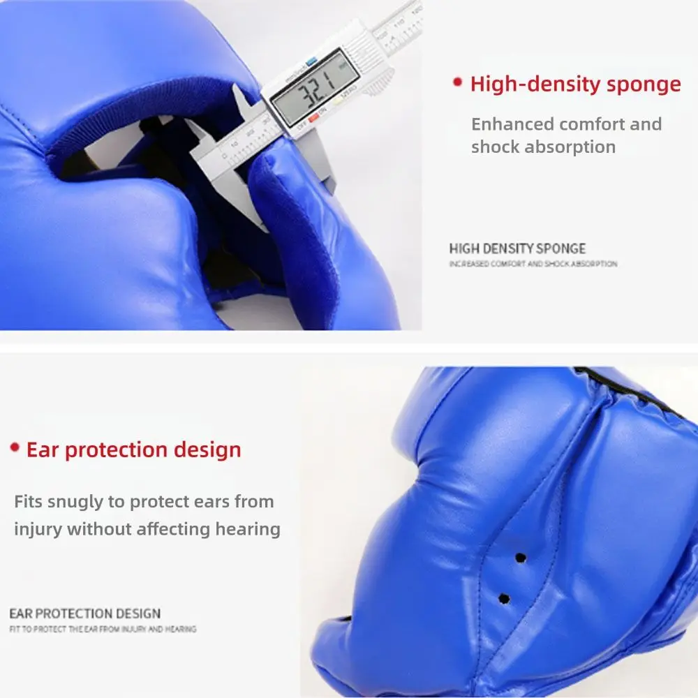 New PU Leather Boxing Headgear Breathable Full Coverage Boxing Headguard Adjustable Thick Foam Padding Boxing Helmet - view 5