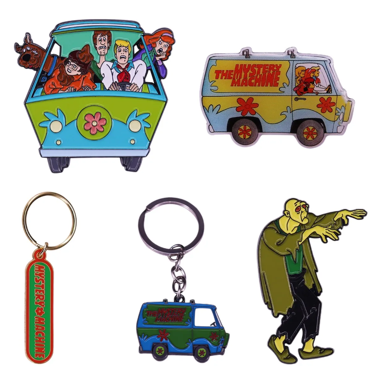 Excellent Quality Funny Cartoon Enamel Pin Panel Van Mysterious Machine Brooch Van Zombie Villain Badge Key Chain Halloween Gift