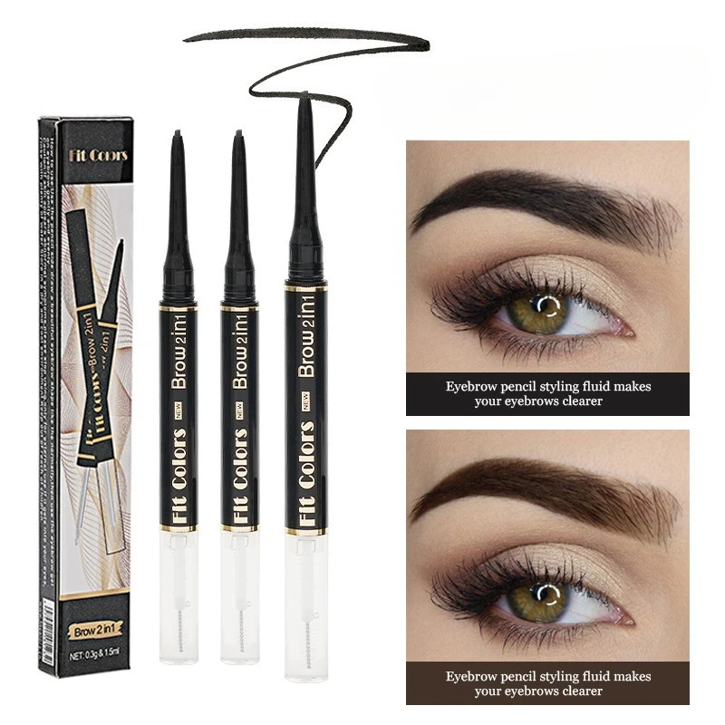 Dual Ended Eyebrow Pencil Automatic Twist Up Waterproof Sweat Proof Long Lasting Hold for Natural Wild Brows All Day Wear