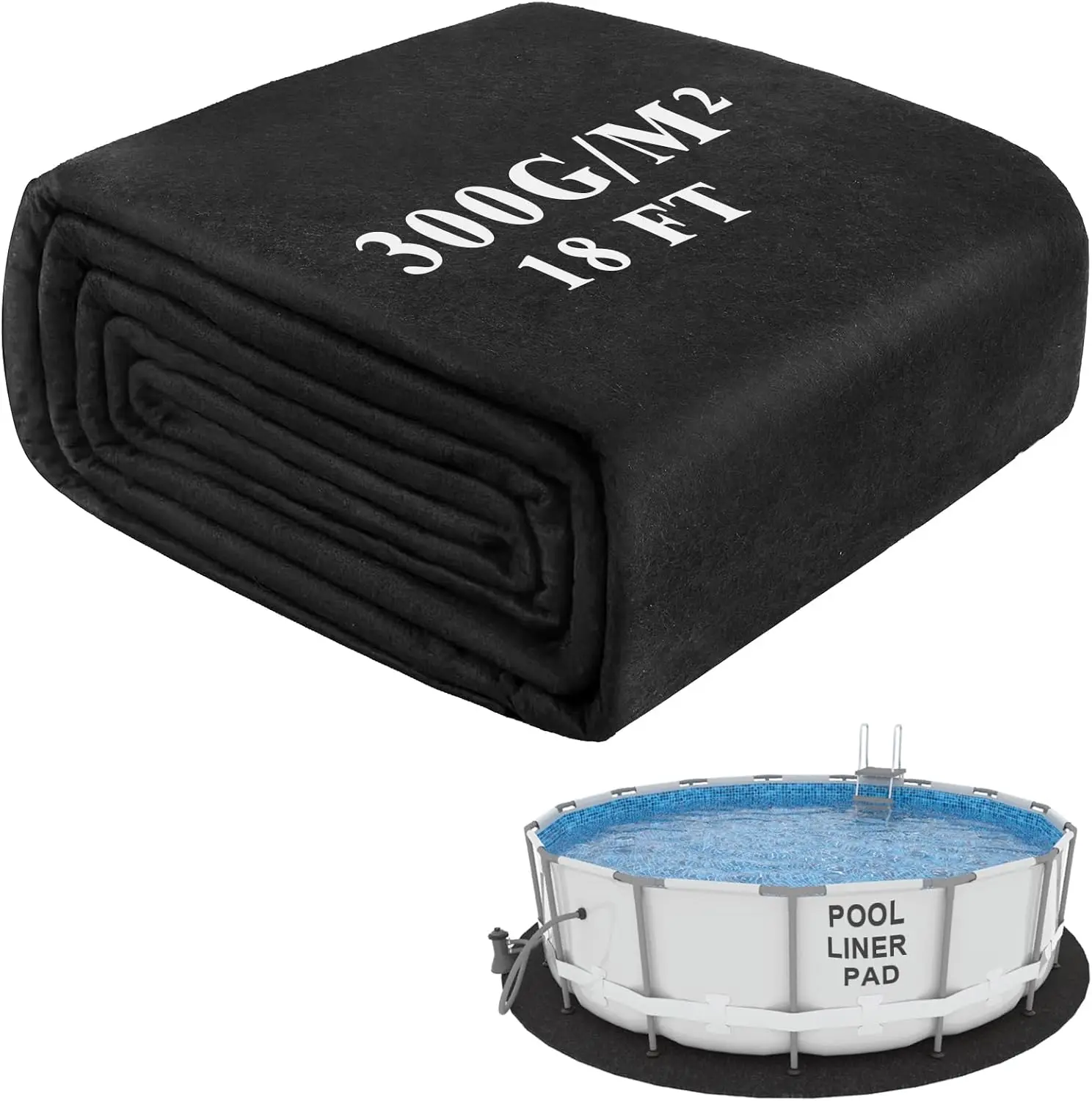 18ft Round Pool Ground Pad, Heavy Duty Geotextile Protector for Above Ground Pools