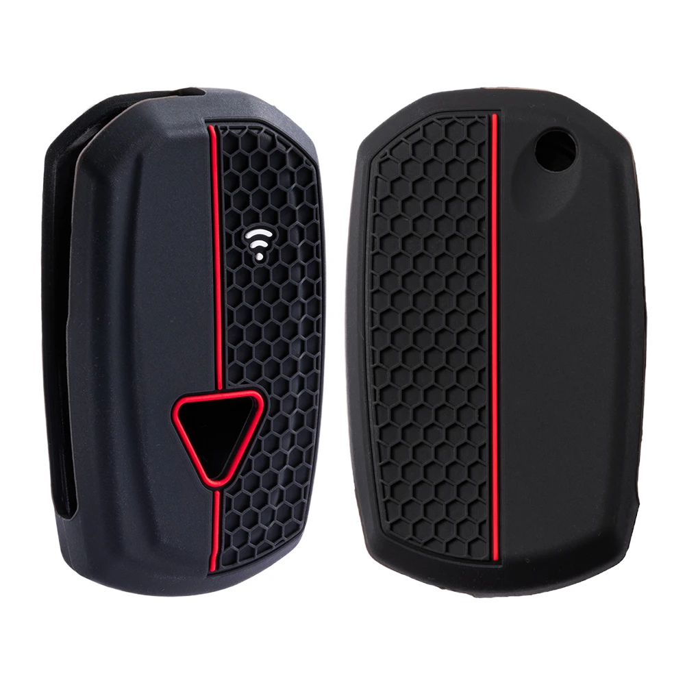 Keychain For Triumph Speed Triple RS Tiger 1200 Rocket 3 silicone motorcycle key fob cover with long wrist strap and swivel clip - view 3