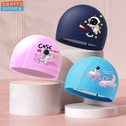 Gorro de natación para niños y niñas, gorro de natación impermeable de alta elasticidad con protección para los oídos, accesorios de natación para niños y niñas de dibujos animados