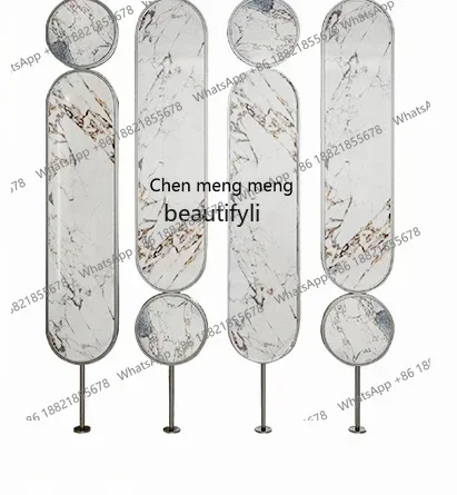 ss cn8350 ss 8350 Light Luxury Stainless Steel Folding Screen Partition Living Room Entrance Light Luxury Creative Nordic Entran