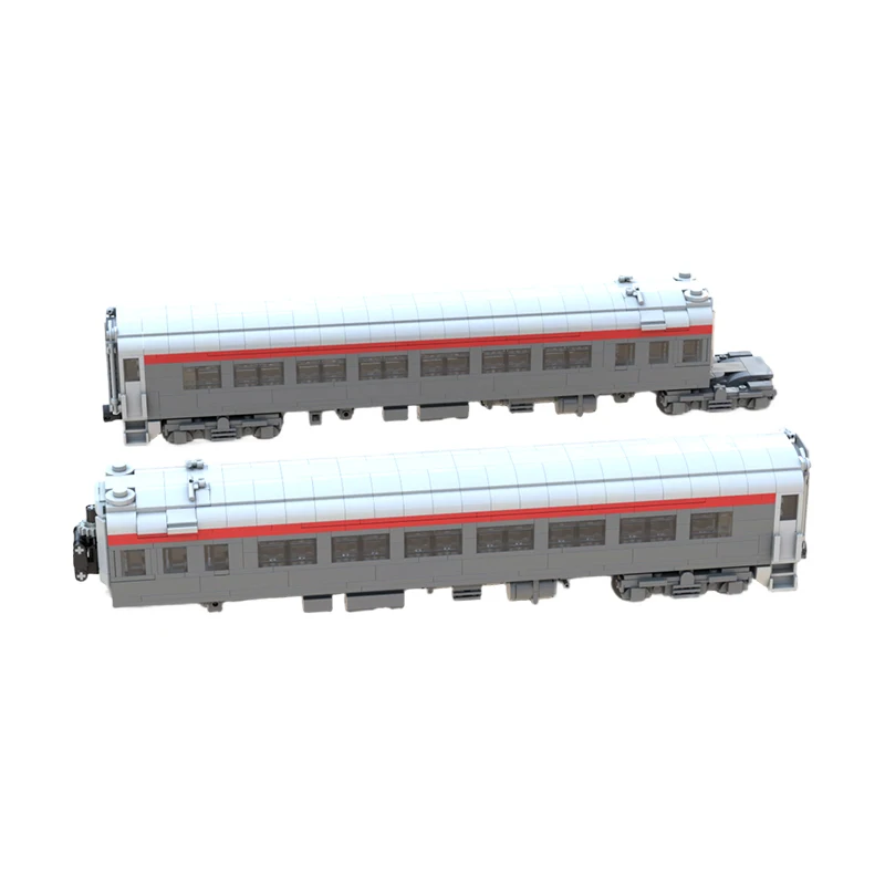 MOC Vintage Passenger Coach Train Carriage Building Blocks Classic Railway Express Car Bricks Extension Model Toys Gift