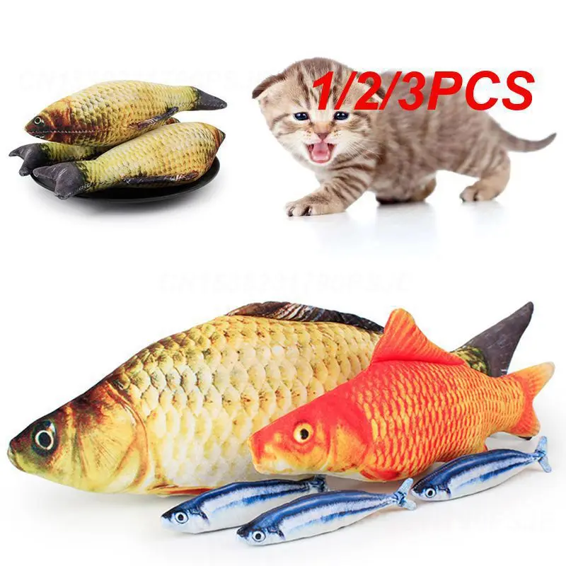 1/2/3PCS Fish Shape Catnip Included Durable Soft And Cuddly Pillow Doll Soft Plush Interactive Play Viral Interactive Cat Toy