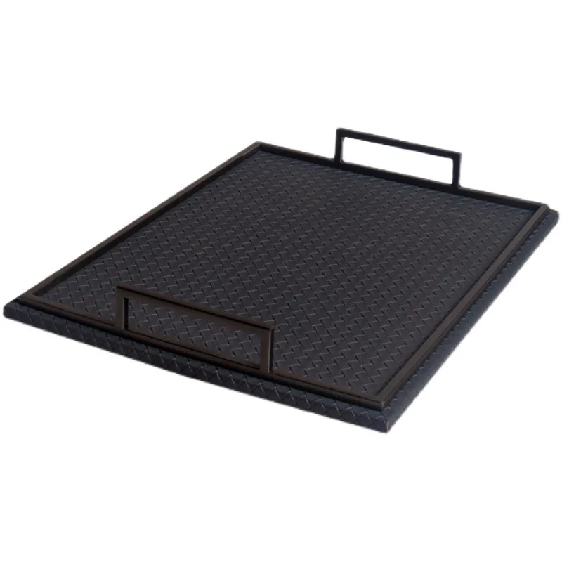 Metal Tray Large Leather Rectangle Pallet Home Storage Ornaments Tableware Groceries Storage Decorative Tray Serving Plate