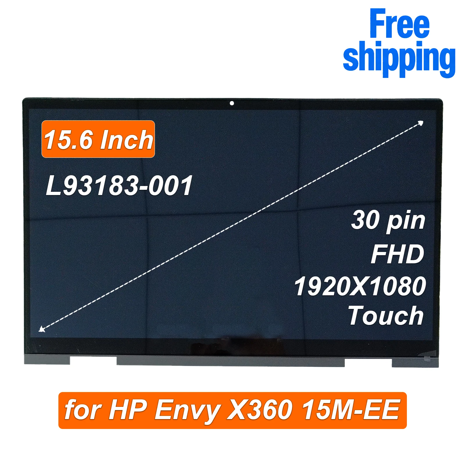 

L93183-001 15.6" LCD Touch Screen Assembly for HP Envy X360 15-EE FHD Laptop Screen Digitizer Assembly Display Replacement