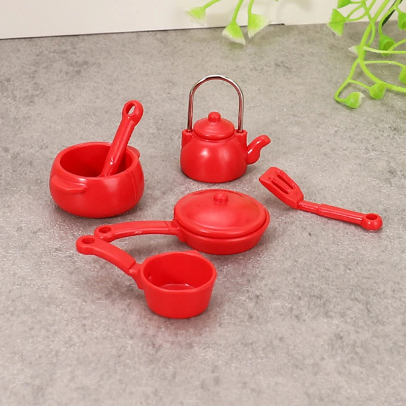 1 Set Kids Toys 1:12 Dollhouse Miniature Soup Pot Spoon Pan Kettle Model Kitchen Cookware Accessories DIY Decoration