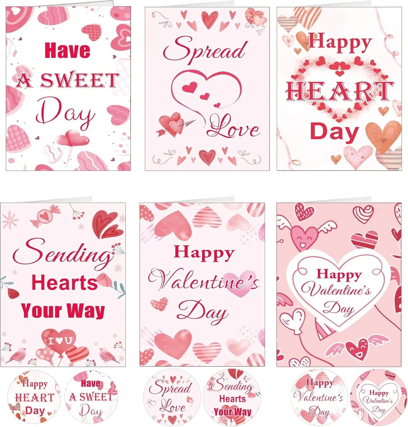 Happy Valentine's Day Cards 20 Pack Happy Heart Day Cards with Envelopes Valentine's Day Decorations Heart Card