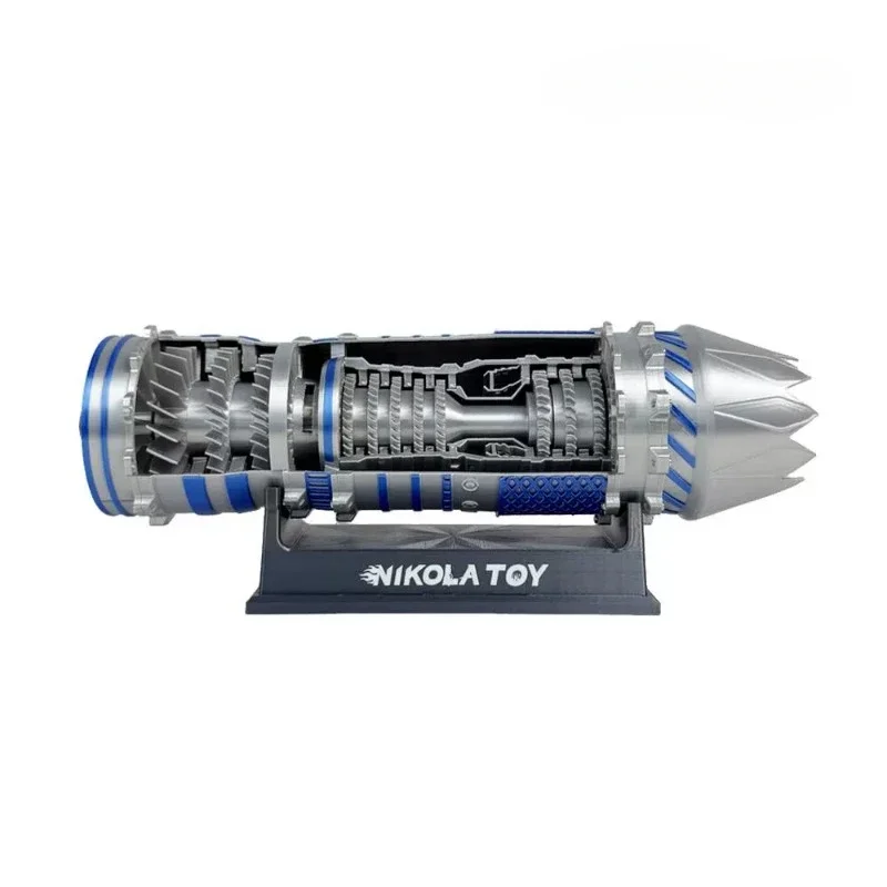 J-35A Fighter Jet Turbojet Engine Model 3D Printed PLA Turbofan with Tail Flame Model Plastic Collectible Toy Ornaments