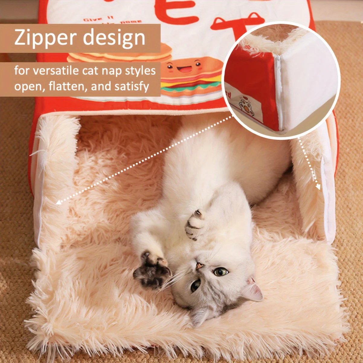 Four-season Soft Plush Pet Bed Pet Mat Winter Warm and Cold Plush Comforter Nest Shell Cat Nest Semi-Enclosed Cat Nest