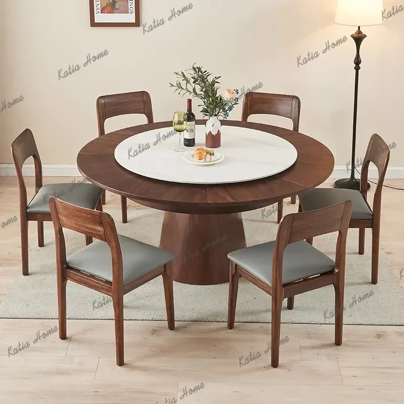 LD Rotating Dining Table Variable Diameter Modern Fashion Dining Table Sense Sophistication Dining Room Furniture