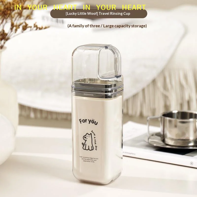 【X】3 In 1 Portable Travel Toothbrush Cup Cute Cartoon Pattern Rinsing Cup for Kids Adult Daily Travel