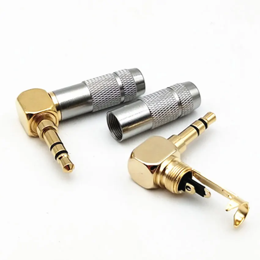 แจ็ค 3.5 มม.90 องศามุมขวา 1/8 "3/4 เสาปลั๊กหูฟัง 3.5 อะแดปเตอร์เสียง GOLD SOLDER 3.5 มม.หูฟังตัวเชื่อมต่อสายไฟ