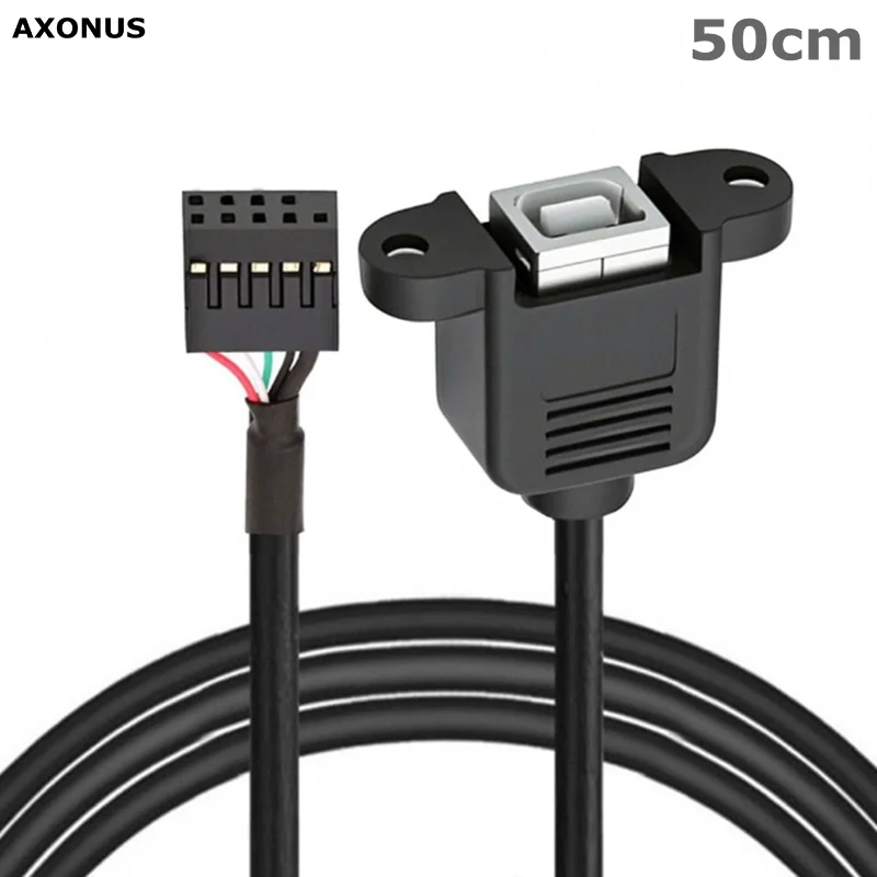1.4FT/0.5M USB 2.0 Front Panel Header 9/10Pin Male to USB 2.0 Type-B Female Mainboard Header Port Extension Cable Adapter