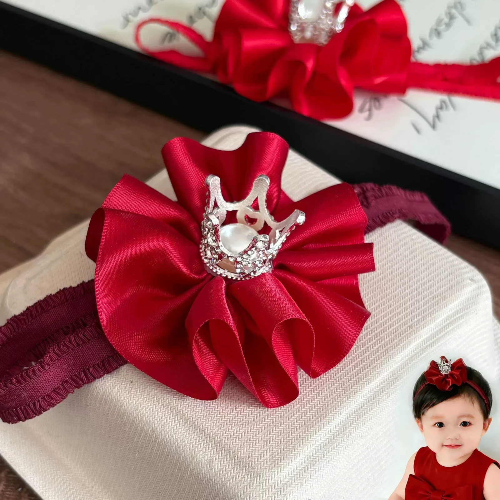 

Baby Girl Headband Korean Style Crown Tiara Bow Newborn Photography Prop Kids Birthday Party Hair Accessory HairBand for Toddler