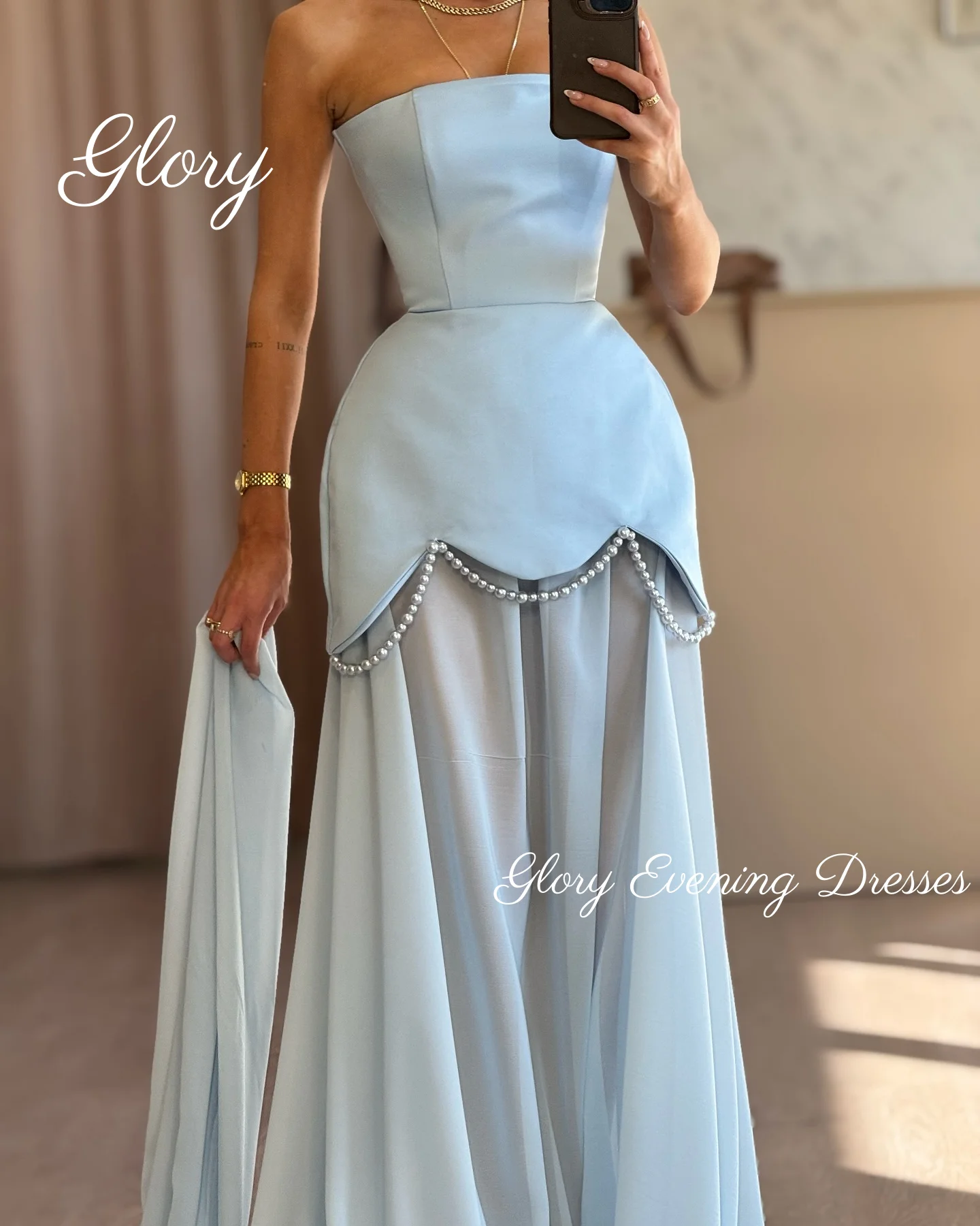 

Модные небесно-голубые платья для выпускного вечера трапециевидной формы, арабское шифоновое вечернее платье с русалкой, платья без бретелек по индивидуальному заказу, свадебное платье 2026