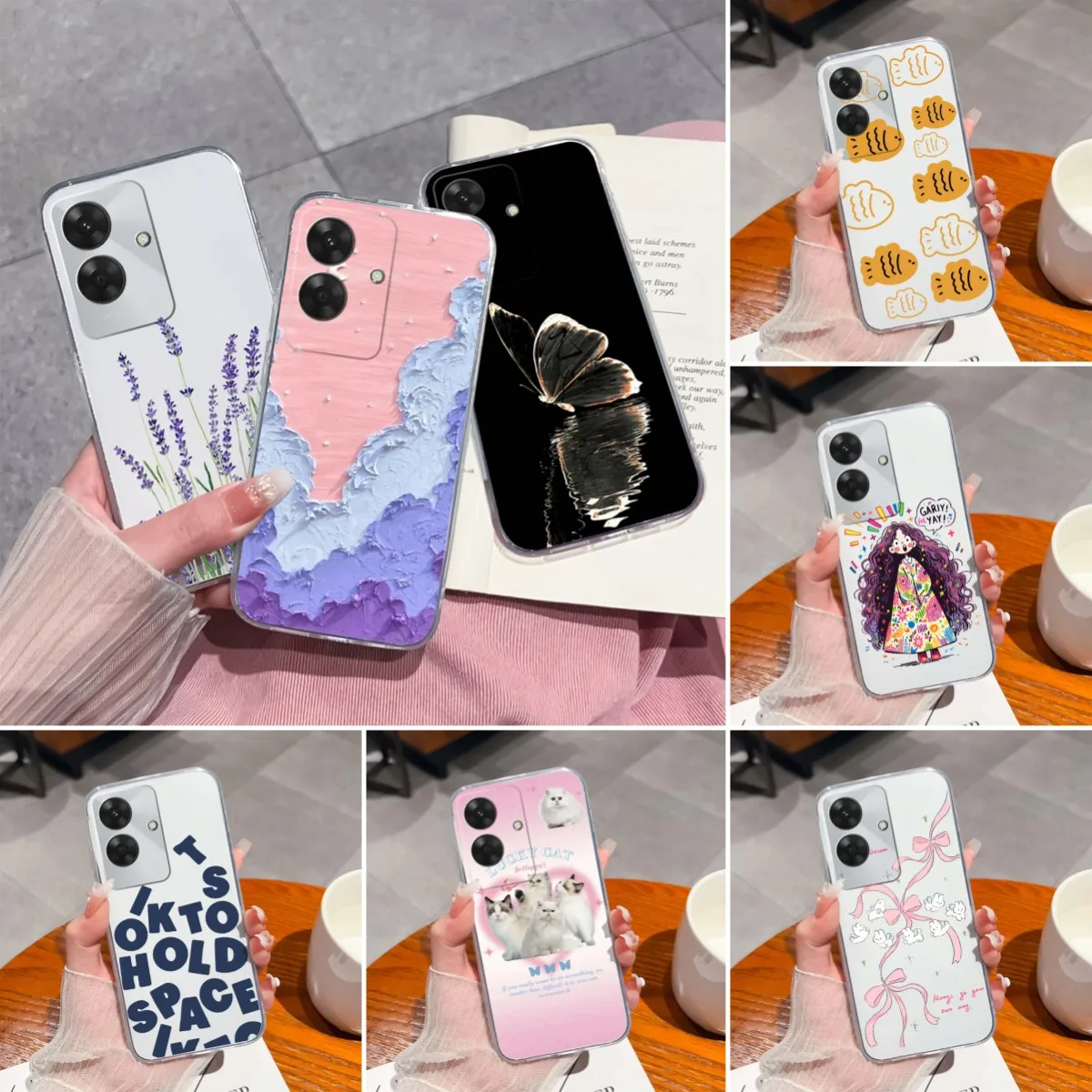 Case For Realme Narzo N61 Capa Pretty Wing Pattern Clear TPU Silicone Soft Lens Protection Phone Cover For Realme NarzoN61 Funda