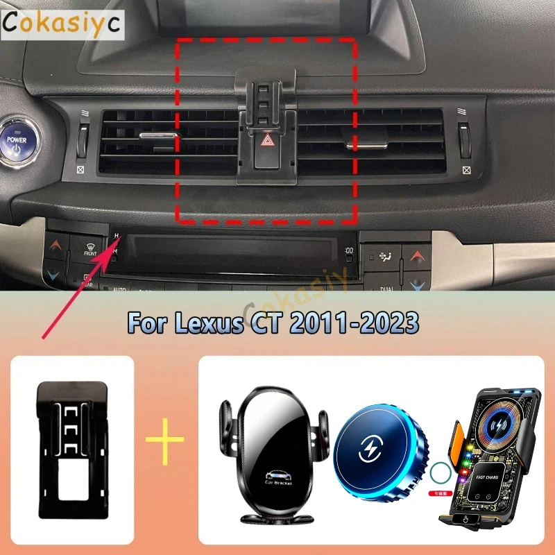 Suporte de celular para carro com ventilação para Lexus CT ct200h 2011 2012 2013-2023, carregamento magnético sem fio para celular, acessórios para mo